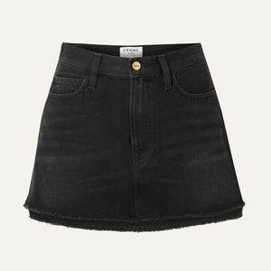 frame “le mini” black denim mini skirt